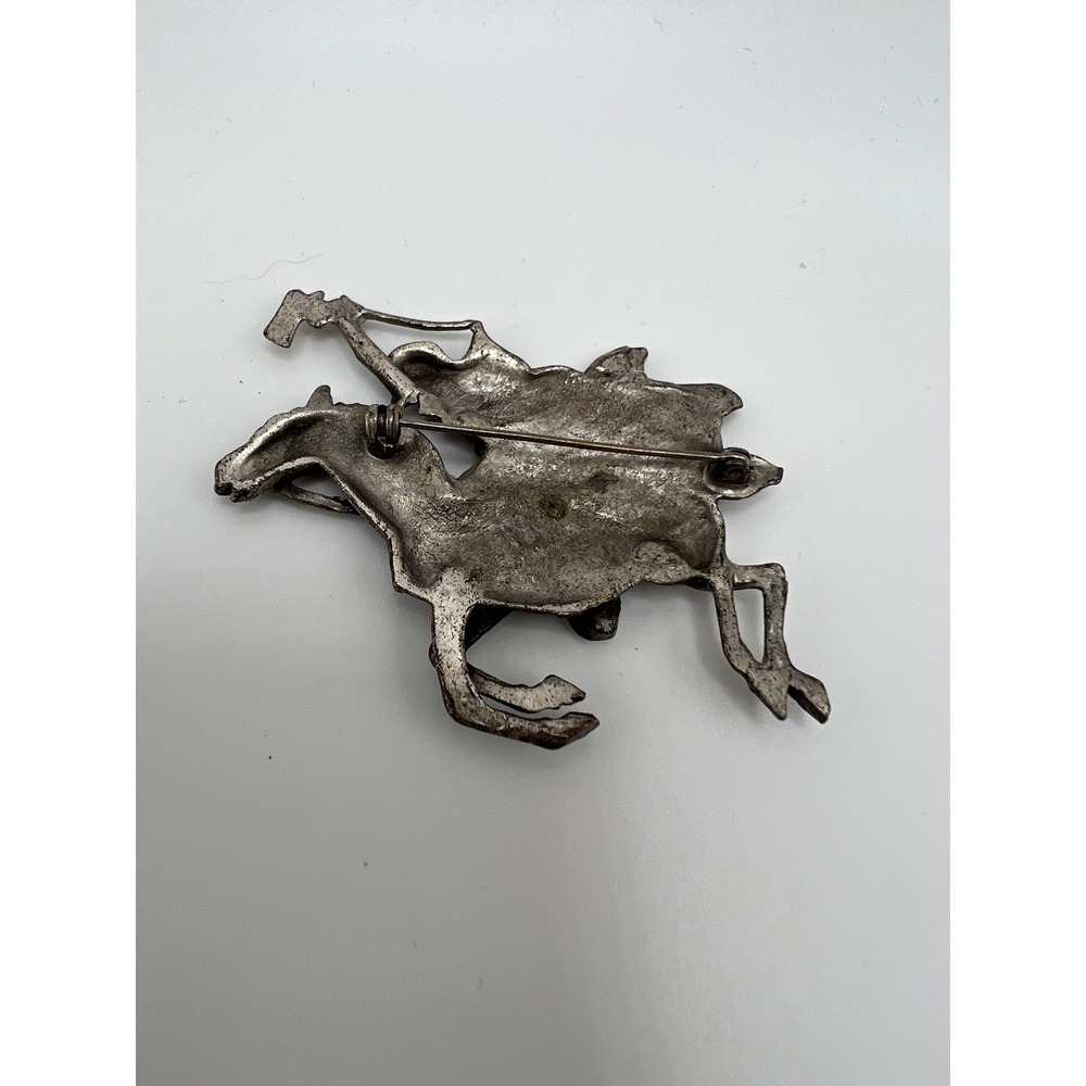 Gothic Medieval Knight on Horseback Brooch, Silver Tone Pewter - Picture 2 of 7